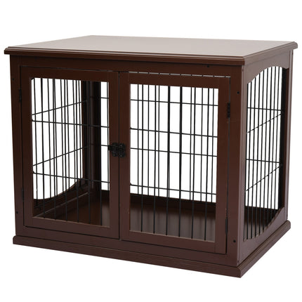 Lockable brown dog house, small dogs, double entrances