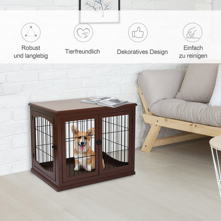 Lockable brown dog house, small dogs, double entrances