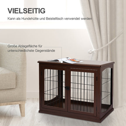 Lockable brown dog house, small dogs, double entrances