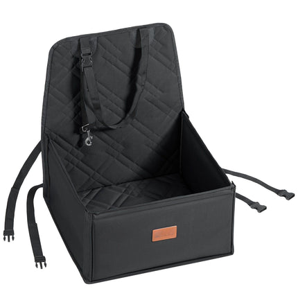 Dog Car Seat Booster With Support Frame, Leash, Black