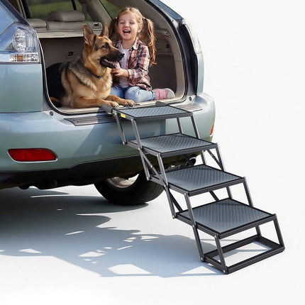 Dog Car Stairs, 4-Step Foldable, Non-Slip, 400 lb