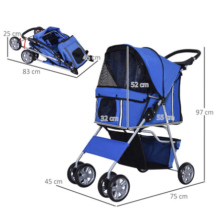Dog stroller and jogging stroller, blue - pet stroller