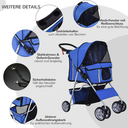 Dog stroller and jogging stroller, blue - pet stroller