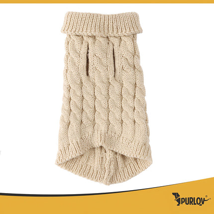 Dog/Cat Sweater, Warm Beige Knit, Size S