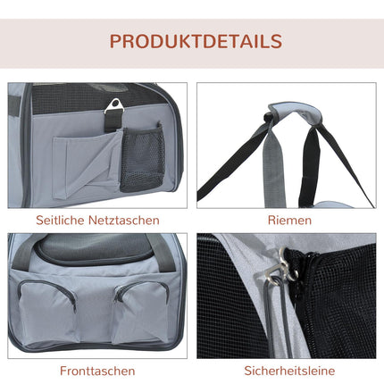 Dog Crate - Portable Oxford Transport Bag, Grey, 41x34x30 Cm