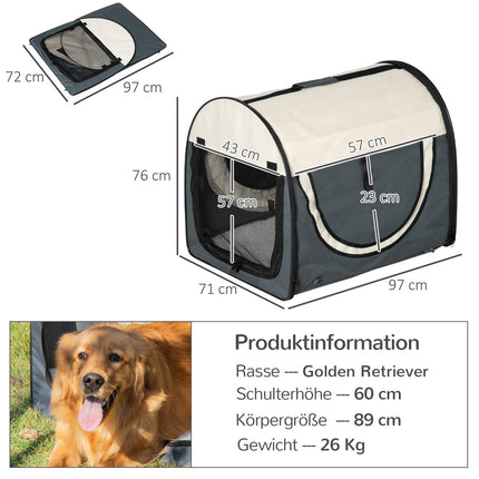 Foldable dog crate with cushion, waterproof Oxford fabric