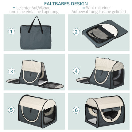 Foldable dog transport box with cushion, waterproof fabric