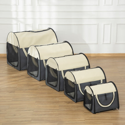 Foldable dog transport box with cushion, waterproof fabric