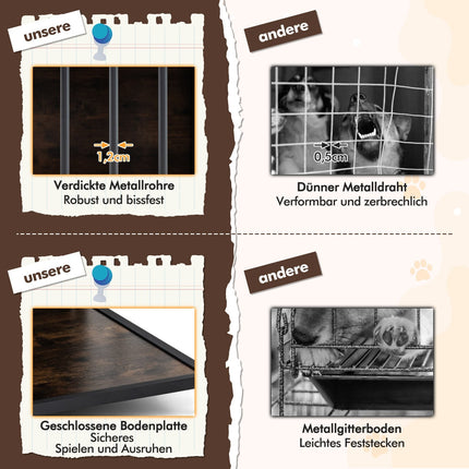 Dog Crate Furniture with 3 Doors, Wood, 80x60x64 cm