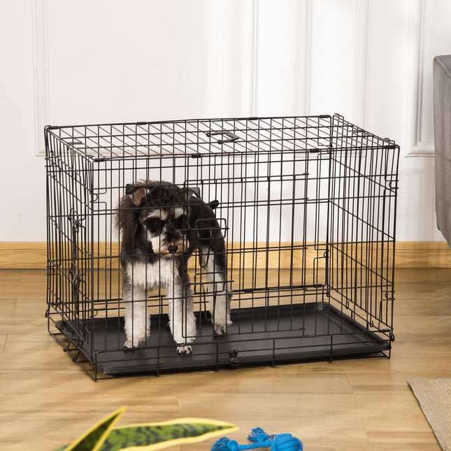 Collapsible dog box in black metal - 76 x 46 x 52 cm