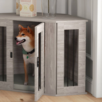 Dog Crate with Cushion, Lockable, 104 x 55 x 63 cm, Brown