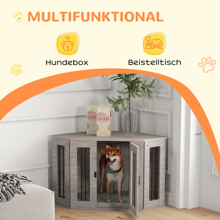 Dog Crate with Cushion, Lockable, 104 x 55 x 63 cm, Brown
