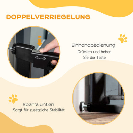Dog Gate, No Drill, Auto-Close, Steel, 75-103 Cm, Black