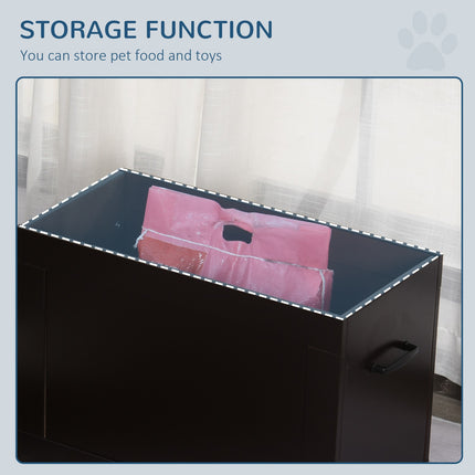 Pet Feeding Station, Double Stainless Steel Bowls, MDF Espresso Finish