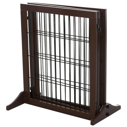 Freestanding Pine Dog Gate Barrier, Brown, 185x36x71 cm