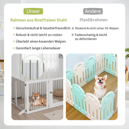 Dog Gate Playpen Freestanding Dog Fence with 6 Panels 366 x 80 cm White