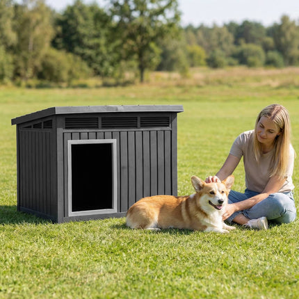 Dog House, Weatherproof Hinged Roof, Medium 81x64x61cm