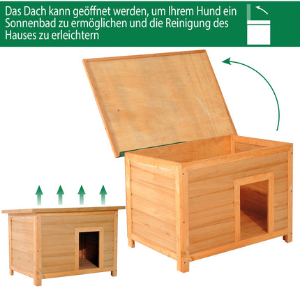 Spruce Wood Dog Kennel With Roof - Cozy Pet House 82x58x58 Cm