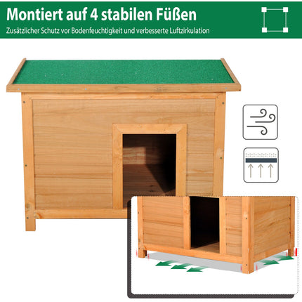 Spruce Wood Dog Kennel With Roof - Cozy Pet House 82x58x58 Cm