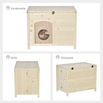 Collapsible dog house in solid wood, Natural, 78x51x62 cm