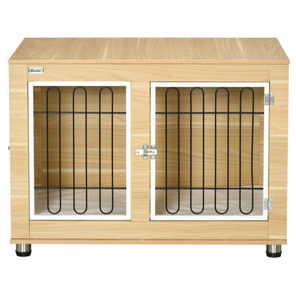 Oak Dog Cage table top, double doors & cushion