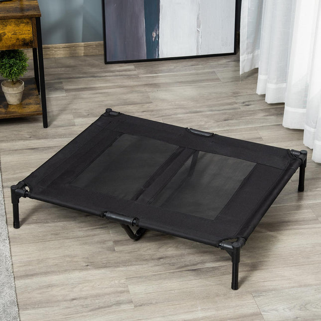 Raised outdoor dog bed - Oxford Black 92x76x18 cm