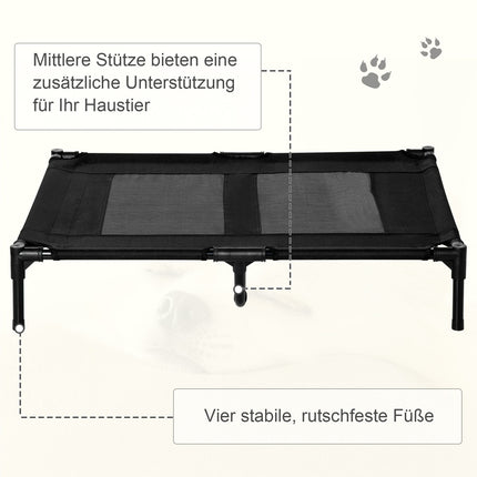 Raised outdoor dog bed - Oxford Black 92x76x18 cm