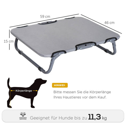 Outdoor bed for dogs and cats, foldable, grey, 59x46x15 cm