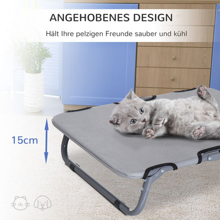 Outdoor bed for dogs and cats, foldable, grey, 59x46x15 cm