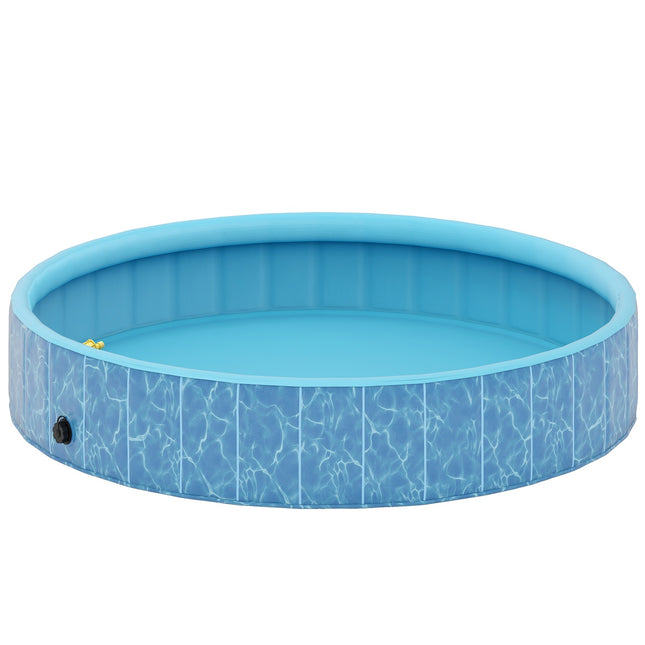 Dog Pool Foldable Paddling Pool with Fountain and Water Cushion Design Ø160 x 30 cm Blue