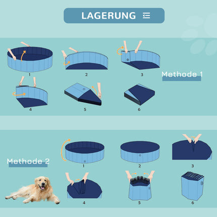 Large dog pool, robust PVC/wood, 120x30 cm - Summer cooling