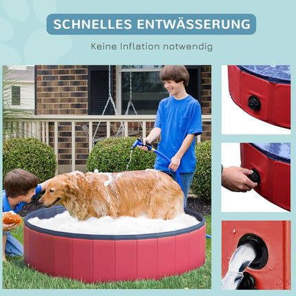 Large PVC paddling pool for dogs, Ø140x30 cm, Red