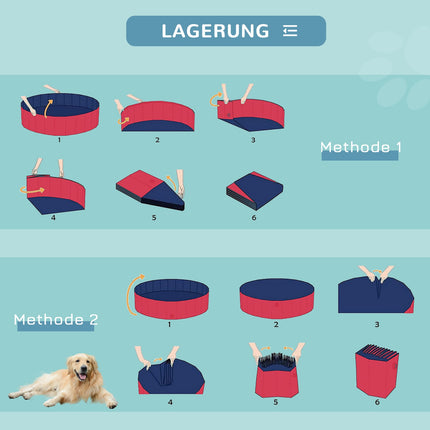 Large PVC paddling pool for dogs, Ø140x30 cm, Red