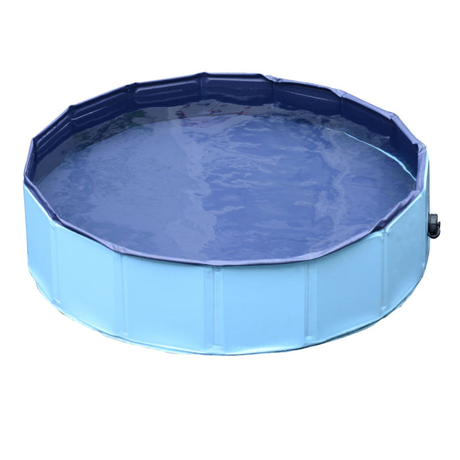 Paddling pool for dogs - durable PVC and wood, 80 cm blue