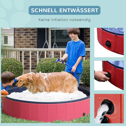 Extra large blue dog pool, plastic + wood, 160x30 cm