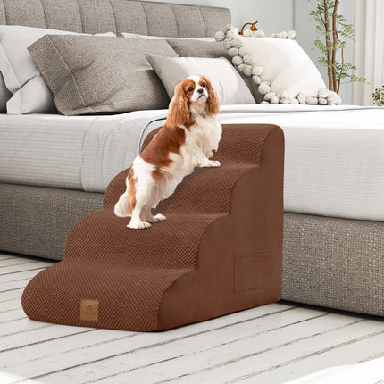 Dog Ramp, 4-Step Foam, Non-Slip, Washable Cover