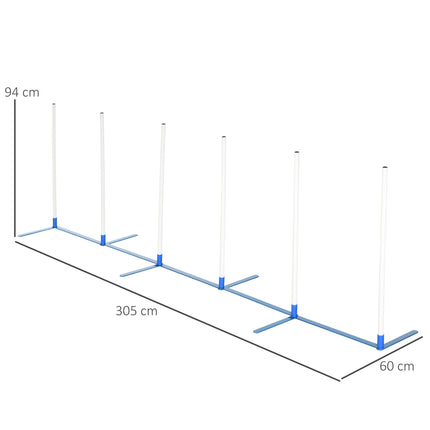 Dog training slalom poles Set with carrying bag, 305x60x94 cm