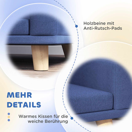 Dog Sofa Bed, Eucalyptus Wood, 98 x 67 x 25 cm, Blue