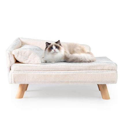 Dog Sofa Bed With Removable Cushion, Pillow, Wood Legs