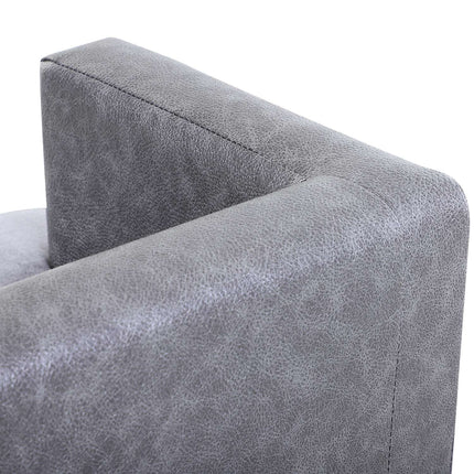 Comfortable gray pet sofa, artificial leather and plush, 68x41x32 cm