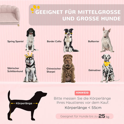 Pet sofa with washable cover, wooden legs - pink