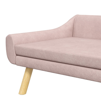 Pet sofa with backrest, velvet pink, for medium/large dogs