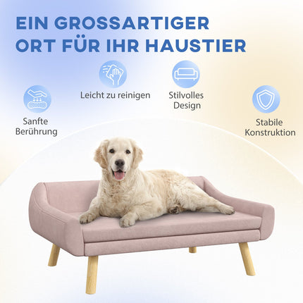 Pet sofa with backrest, velvet pink, for medium/large dogs