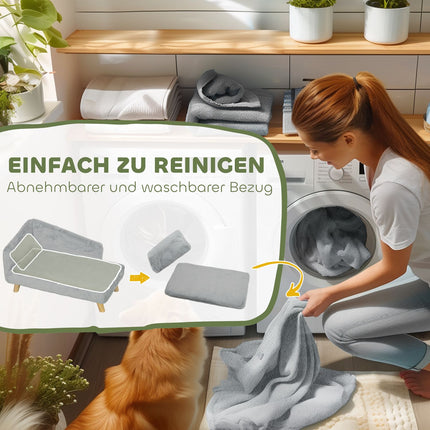 Medium dog sofa with washable cushion, raised design