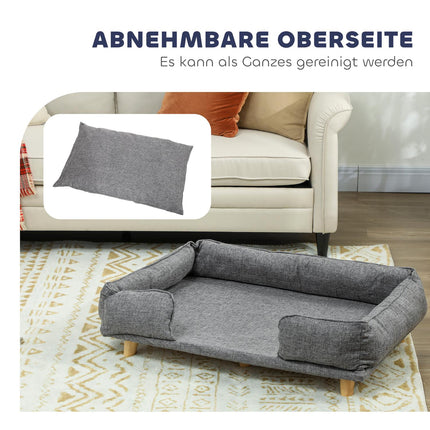 Dog Sofa with Removable Cover, Dark Grey, 96x66x24 cm