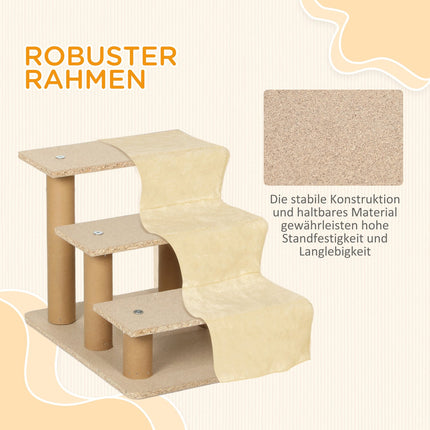 Pet stairs 3 steps, 35 cm, plush, for cats/dogs up to 4.5 kg