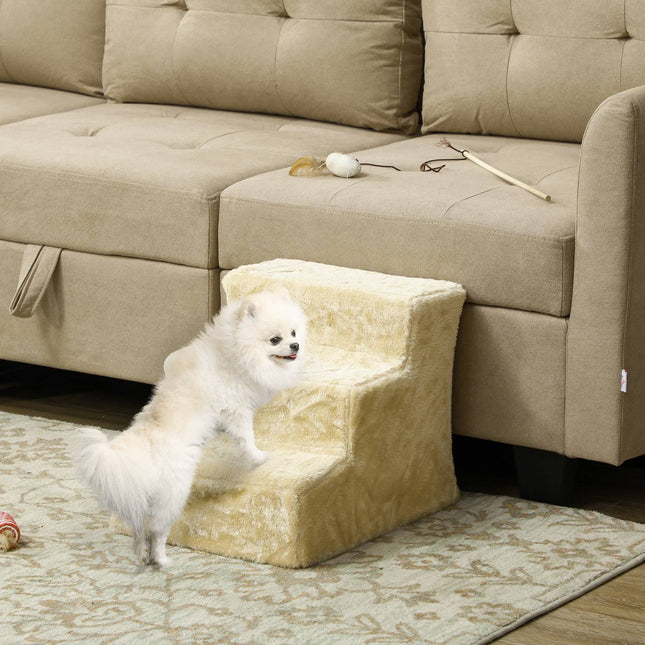 Pet stairs 3 steps, 35 cm, plush, for cats/dogs up to 4.5 kg