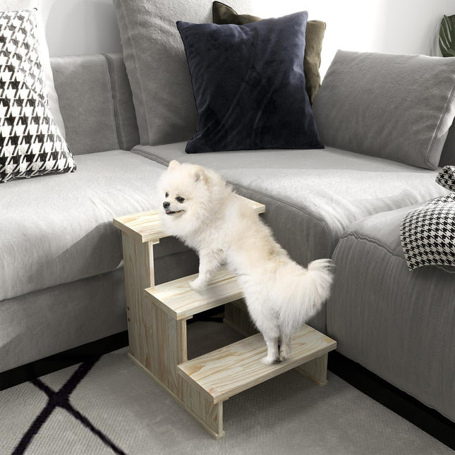 Pet stairs, 3-step wooden, small dogs up to 10 kg