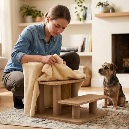 Dog Stairs, 3 Steps – Beige, Soft Plush Cover