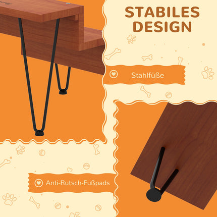 Pet stairs, 3-step wood and steel, supports up to 20 kg